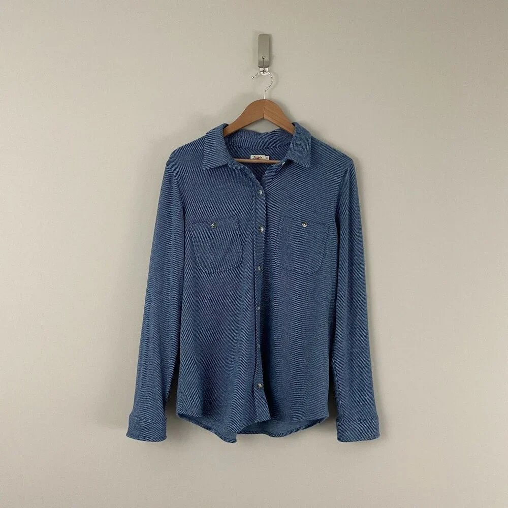 Faherty Legend Sweater Button Up Shirt Blue Plaid Size Medium